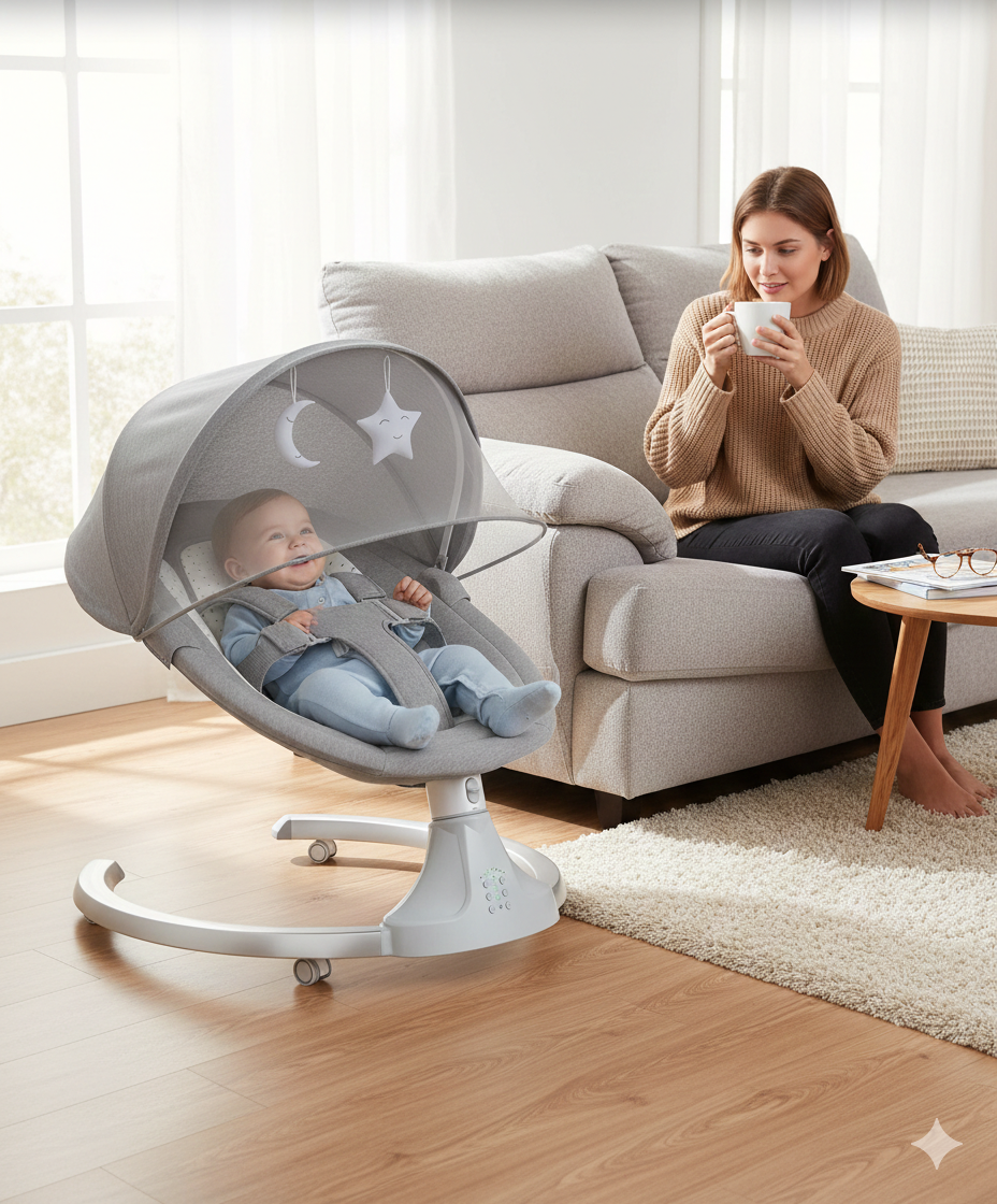 Cadeira de balanço elétrica para bebê com Bluetooth