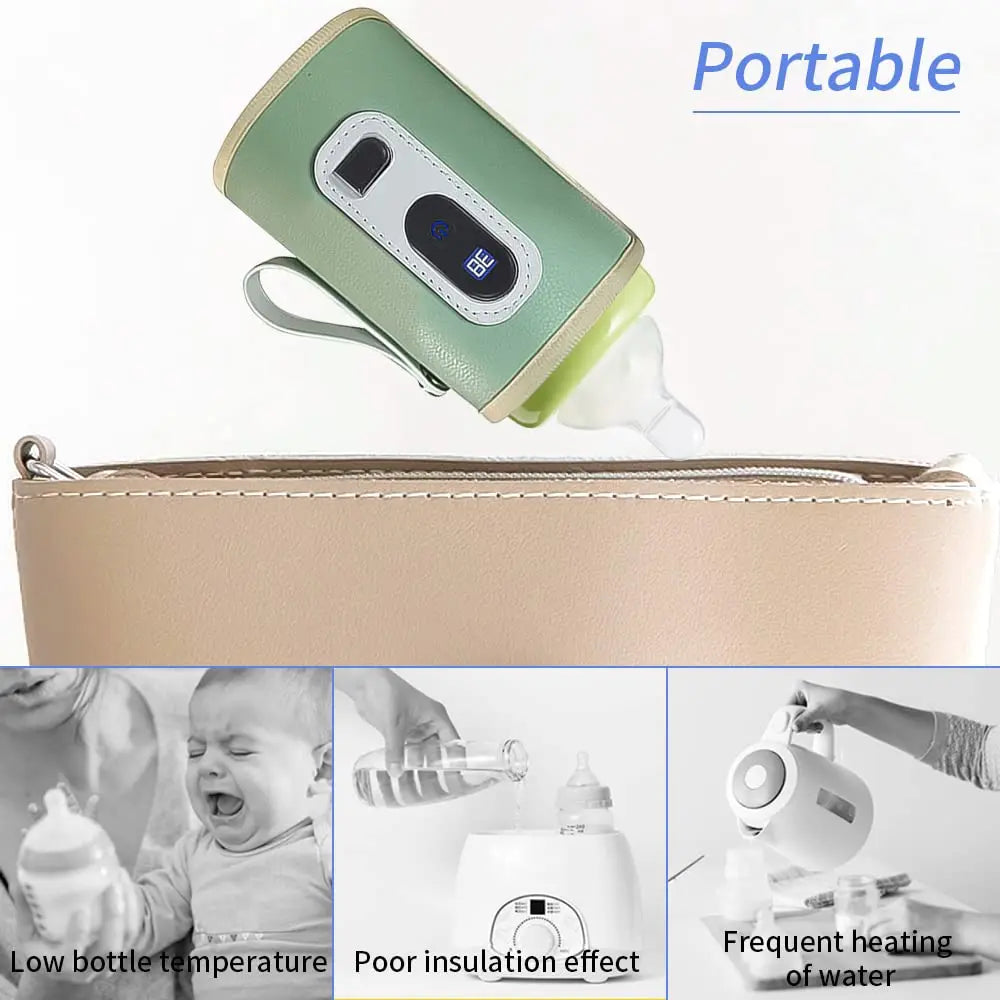 Aquecedor de leite e água USB, bolsa térmica para carrinho de bebê, aquecedor de mamadeira,