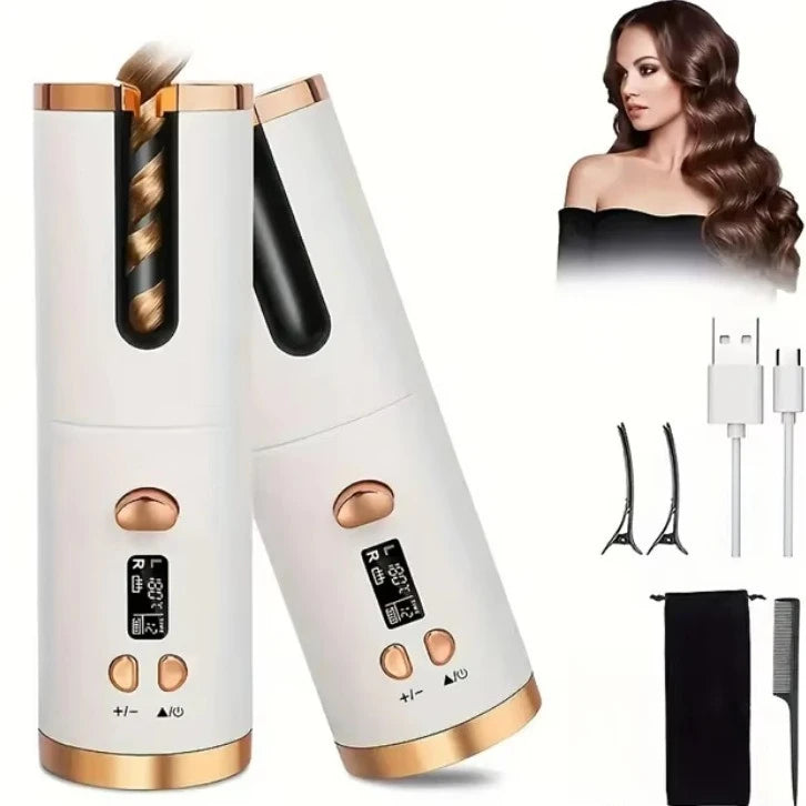 Modelador de Cachos Automático para Cabelo, Sem Fio, com Aquecimento Rápido Automático