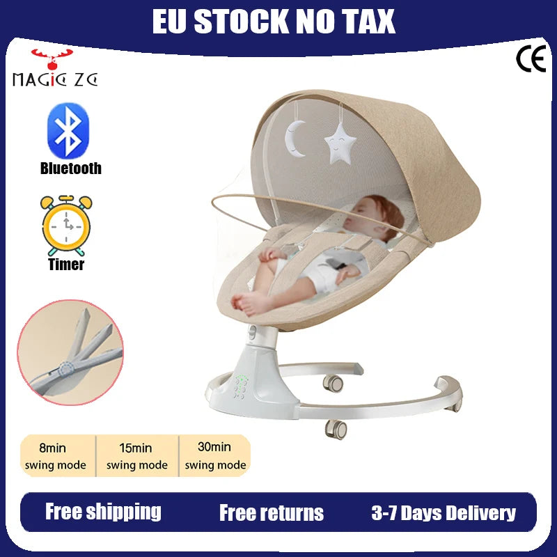 Cadeira de balanço elétrica para bebê com Bluetooth
